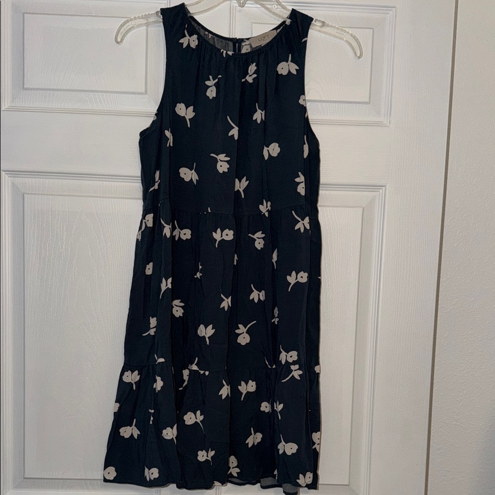 LOFT Navy Floral Mini Dress